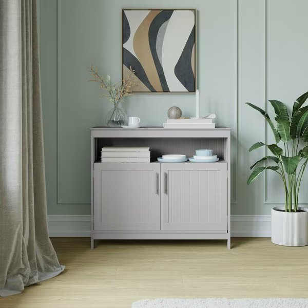 Mayfield 40in. Buffet and Sideboard w/Double Door Storage Cabinet and Open Storage Shelf in Gray, Flash Furniture, Mfr#: NAN-F-HY-B23108-GRY-GG